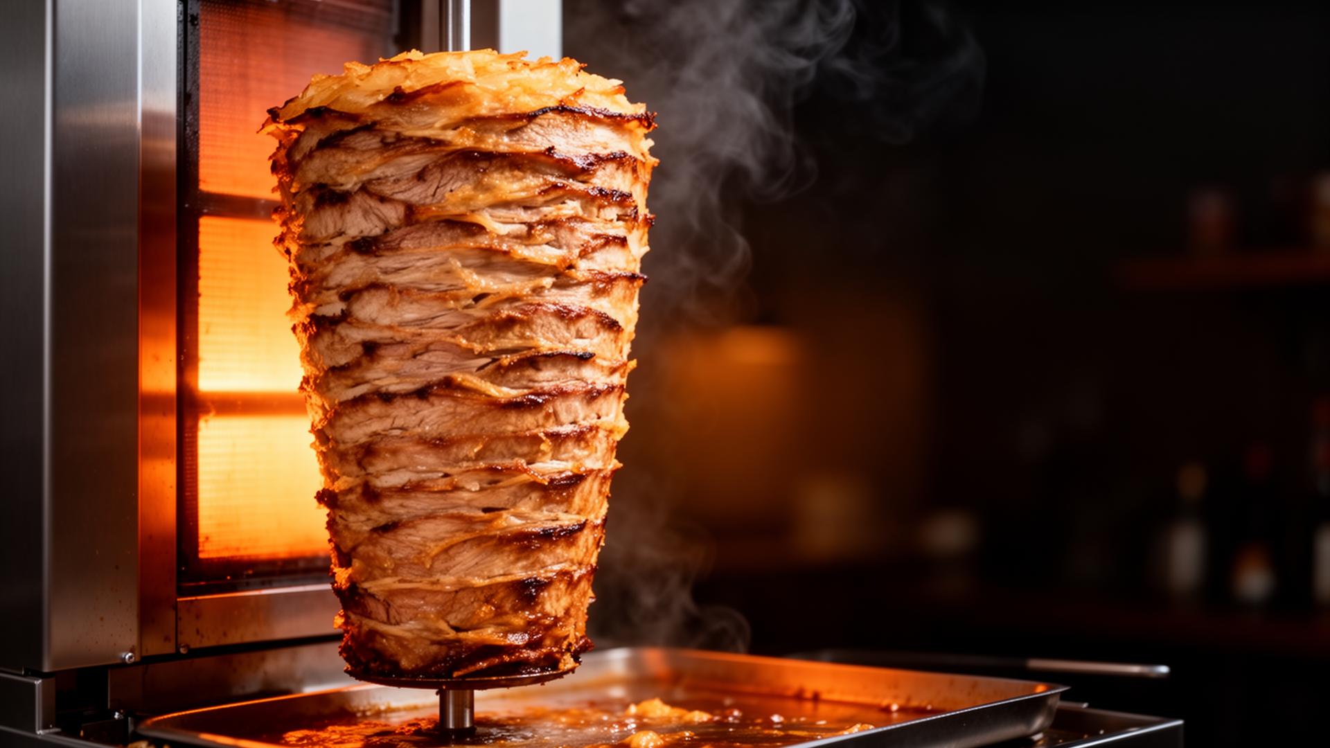 Doner kebab turco appena tagliato dallo spiedo