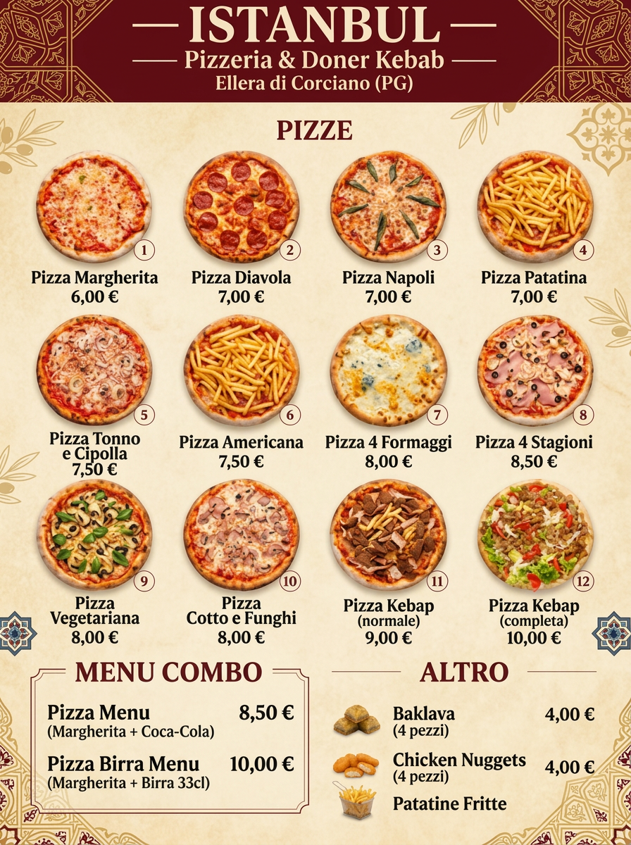 Menu Pizze - Istanbul Pizzeria Ellera di Corciano